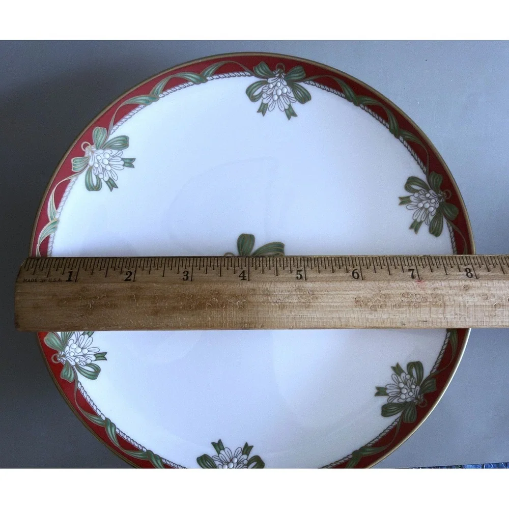 Waterford Low Compote Dessert Riser Stand Holiday Ribbons Fine China NOS 8.25